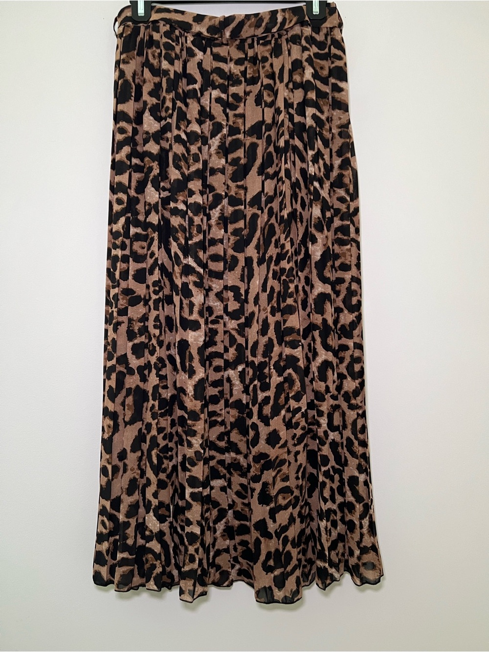Joie NWOT Maxi Animal Print Pleated Elastic Waist Belted Skirt
